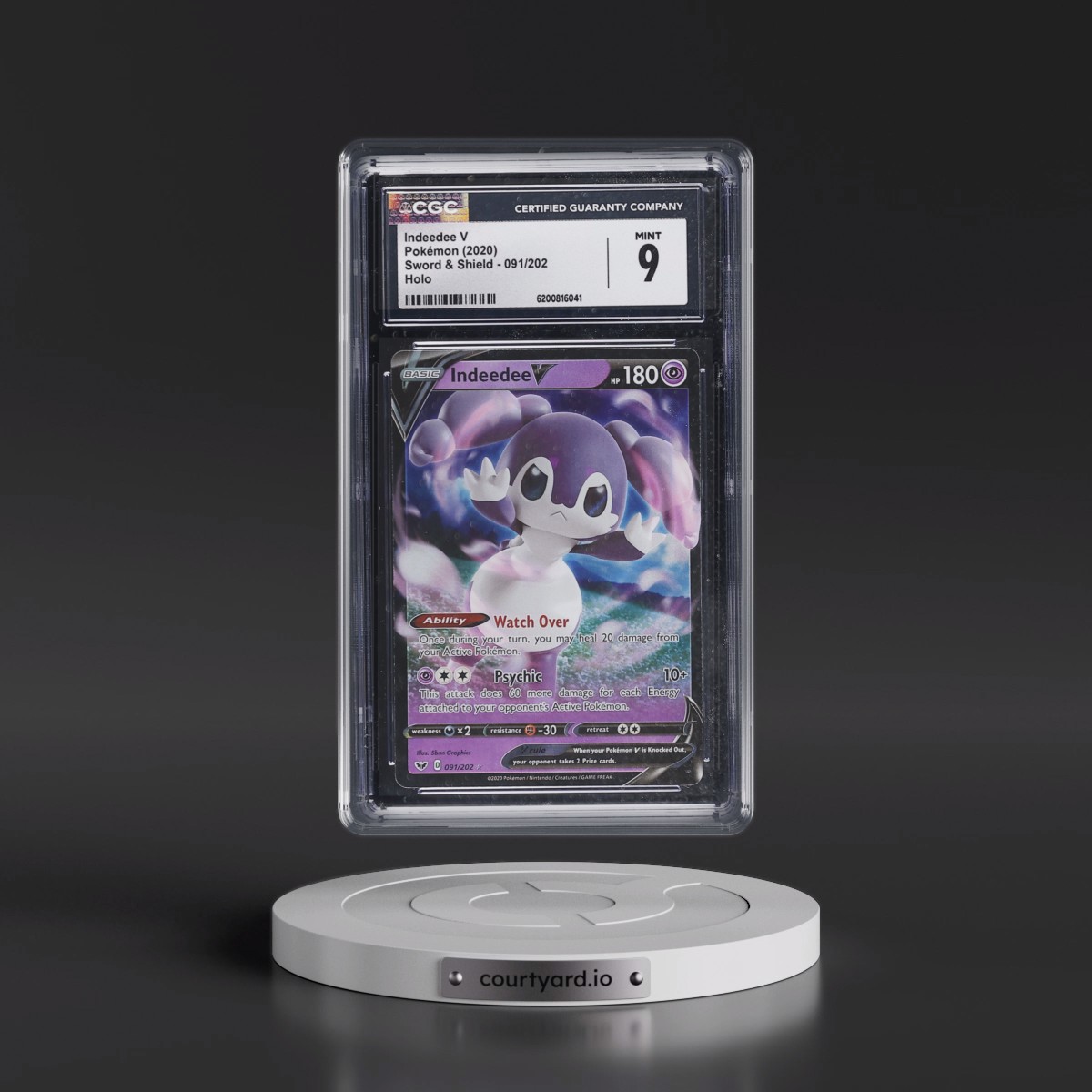 2020 Sword & Shield #091/202 Indeedee V - Holo (CGC 9 MINT)
