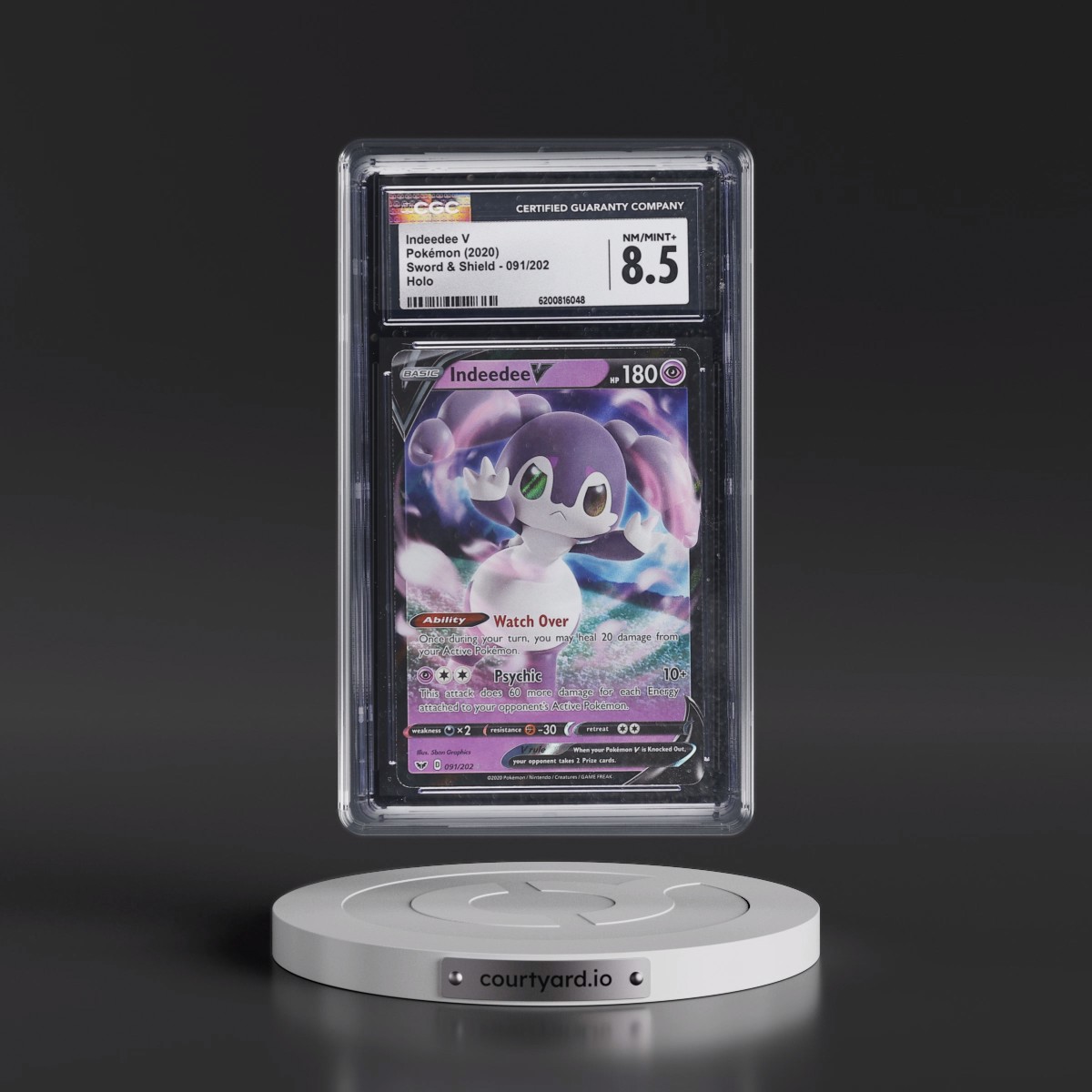 2020 Sword & Shield #091/202 Indeedee V - Holo (CGC 8.5 NM-MT+)