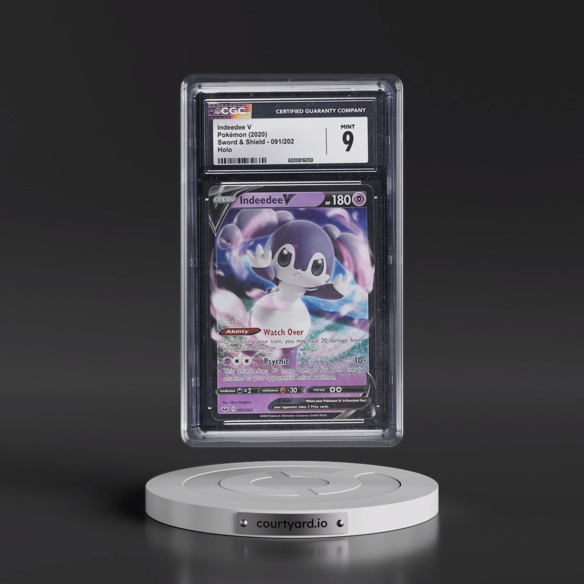 2020 Sword & Shield #091/202 Indeedee V - Holo (CGC 9 MINT)