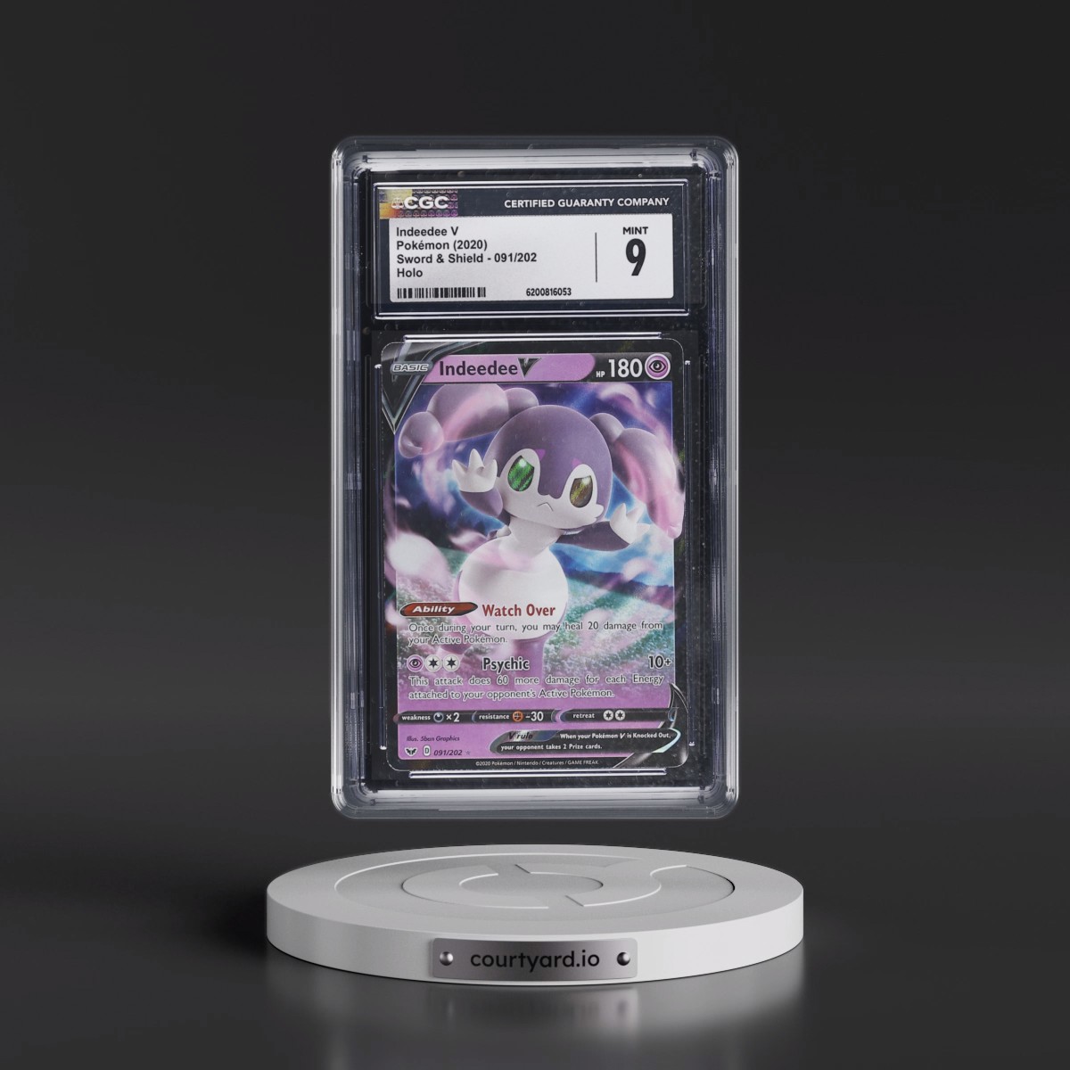 2020 Sword & Shield #091/202 Indeedee V - Holo (CGC 9 MINT)
