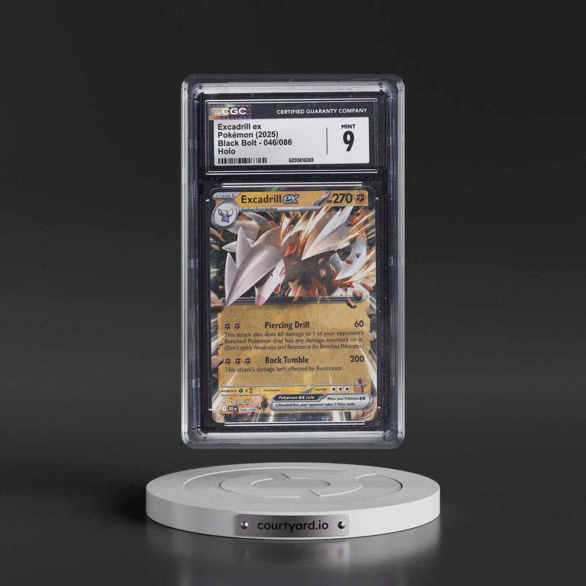 2025 Black Bolt - BLK EN #046/086 Excadrill ex - Holo (CGC 9 MINT)