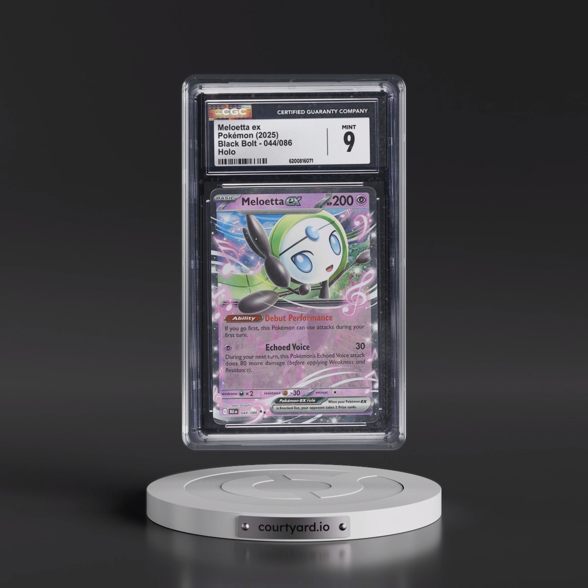 2025 Black Bolt - BLK EN #044/086 Meloetta ex - Holo (CGC 9 MINT)