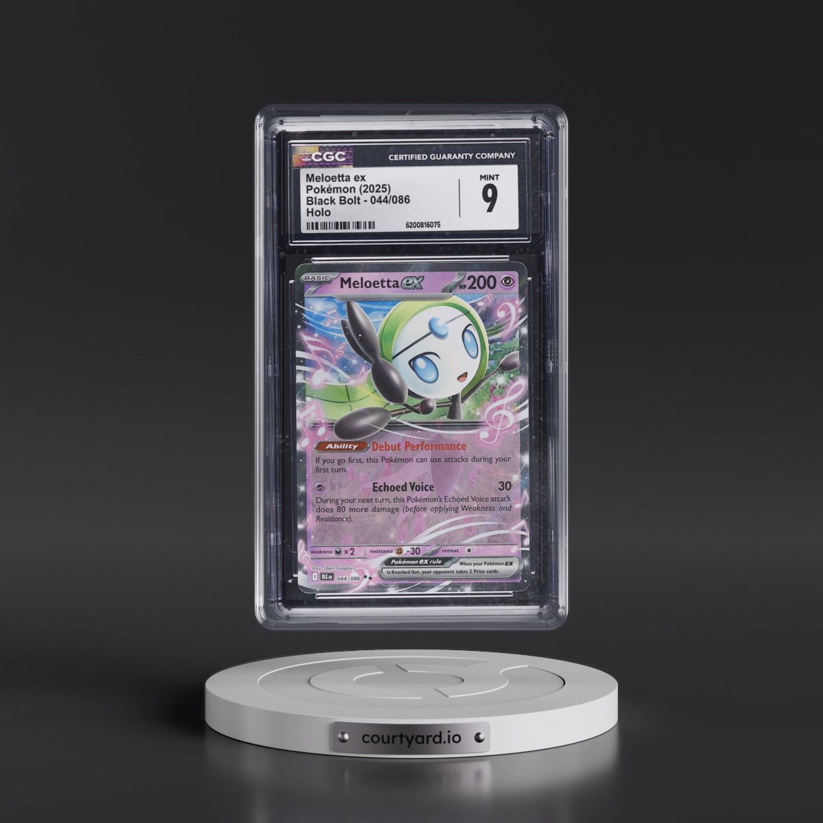 2025 Black Bolt - BLK EN #044/086 Meloetta ex - Holo (CGC 9 MINT)