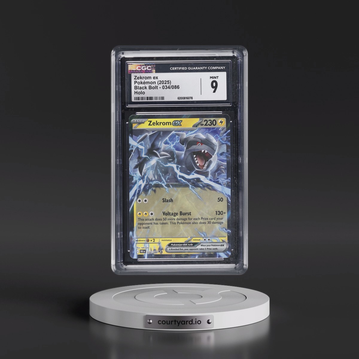 2025 Black Bolt - BLK EN #034/086 Zekrom ex - Holo (CGC 9 MINT)