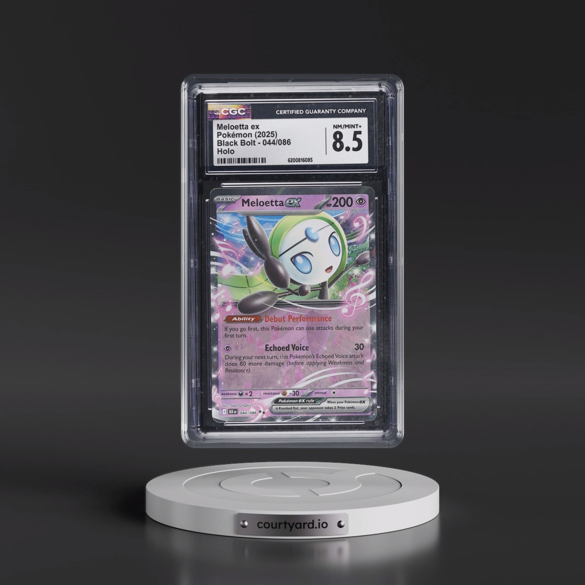 2025 Black Bolt - BLK EN #044/086 Meloetta ex - Holo (CGC 8.5 NM-MT+)