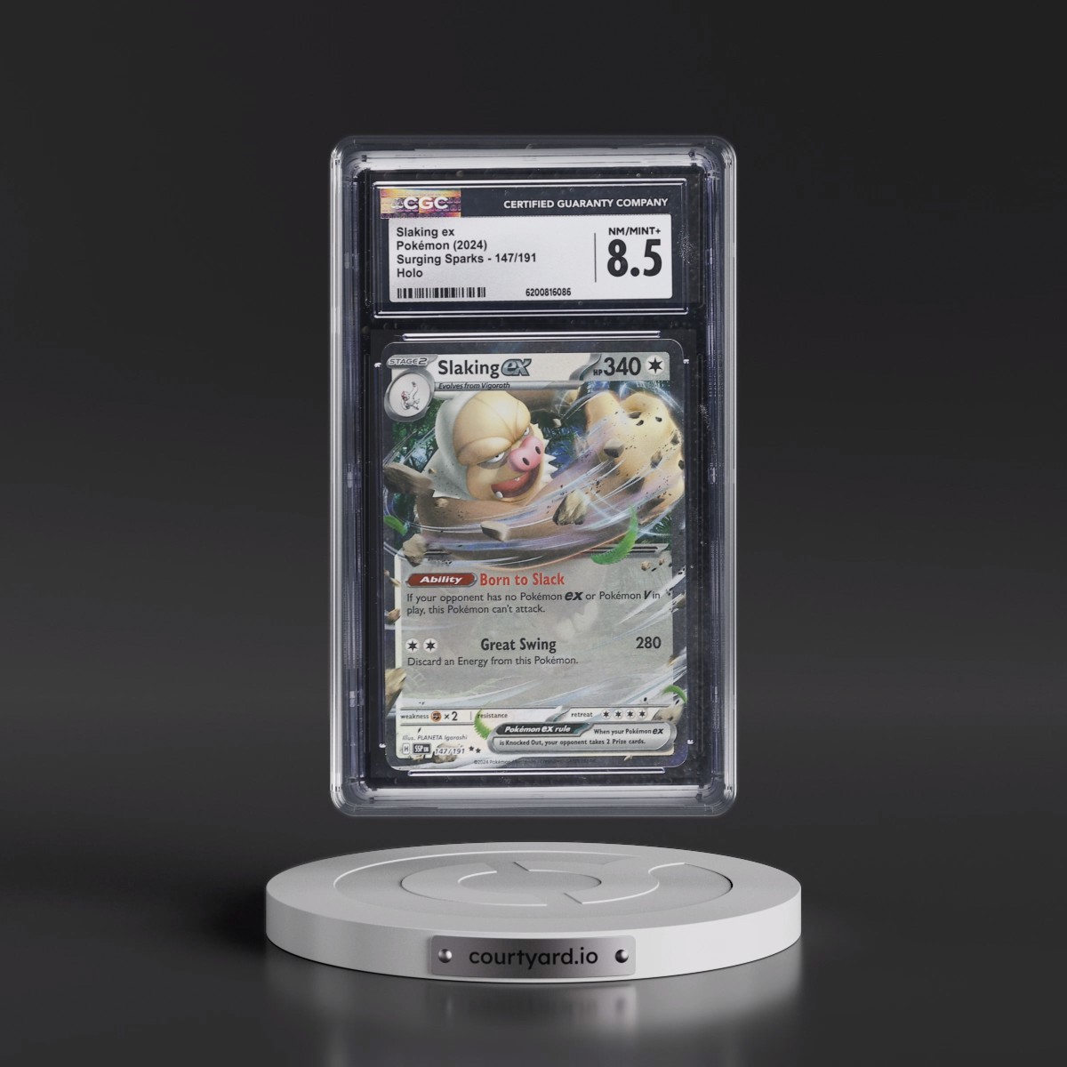 2024 Surging Sparks - SSP EN #147/191 Slaking ex - Holo (CGC 8.5 NM-MT+)