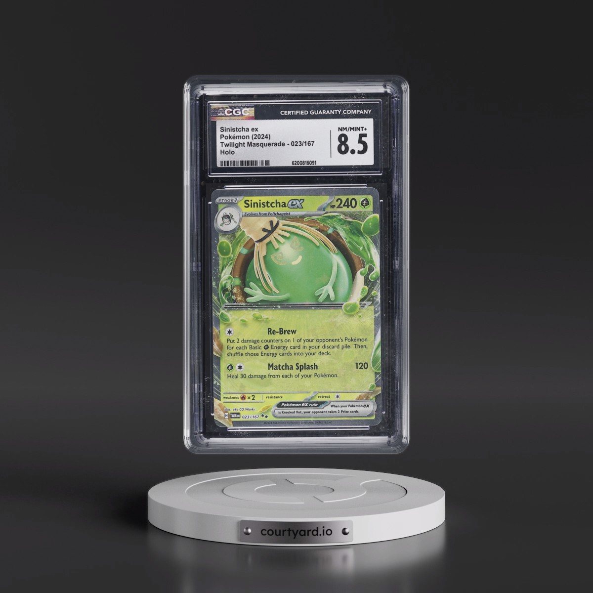 2024 Twilight Masquerade - TWM EN #023/167 Sinistcha ex - Holo (CGC 8.5 NM-MT+)