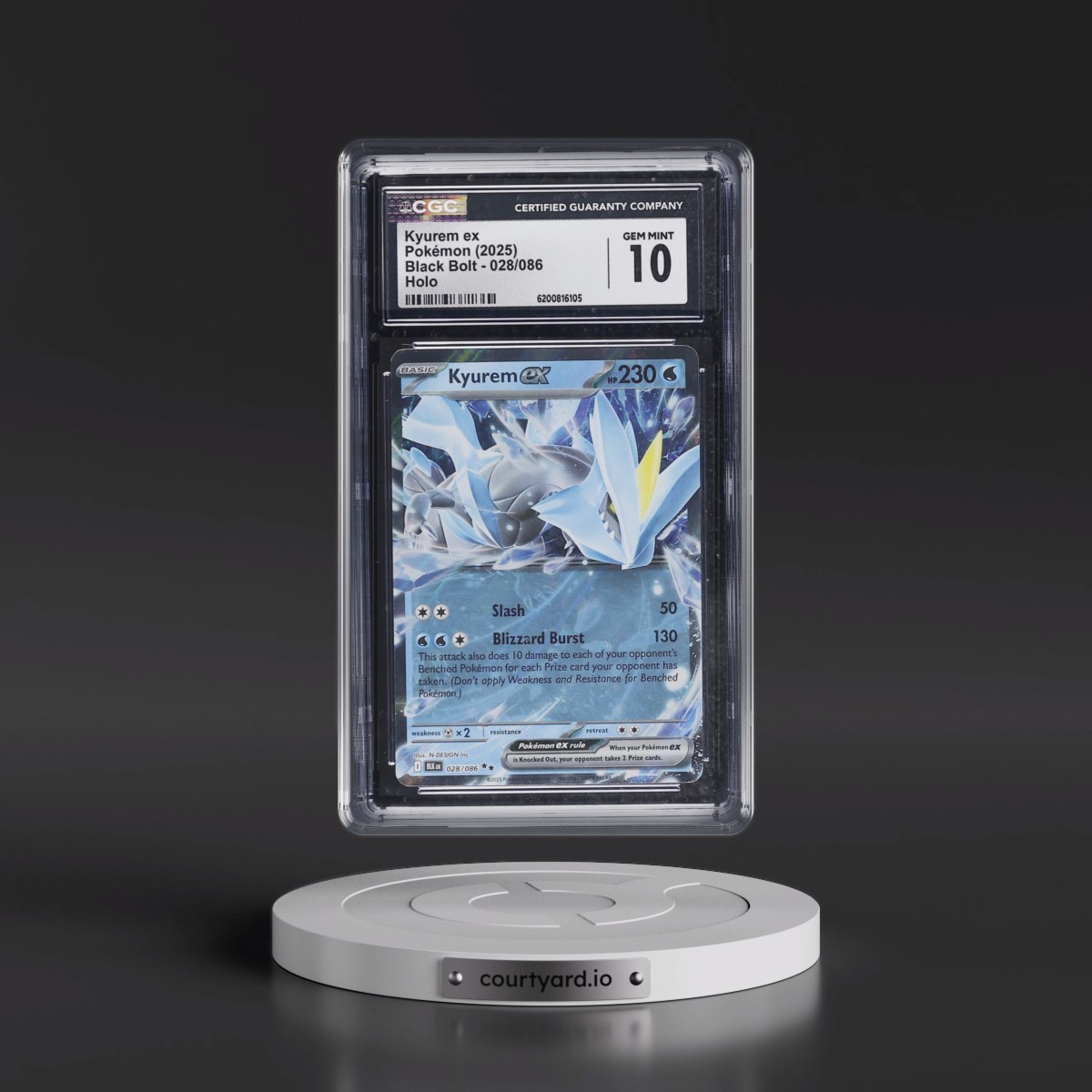 2025 Black Bolt - BLK EN #028/086 Kyurem ex - Holo (CGC 10 GEM MINT)
