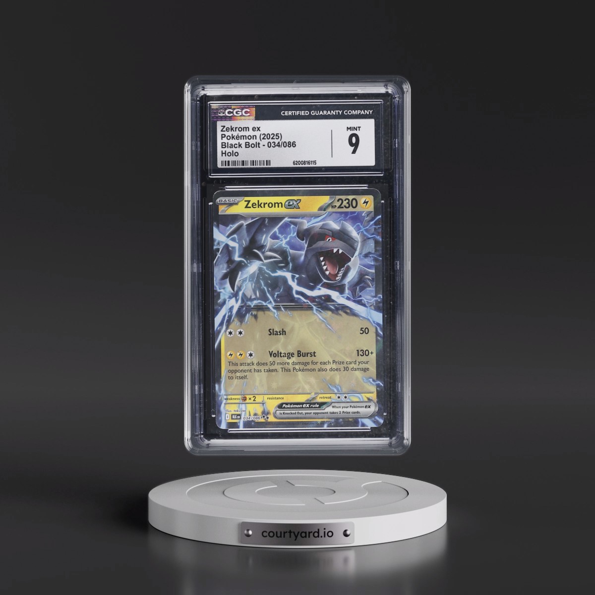 2025 Black Bolt - BLK EN #034/086 Zekrom ex - Holo (CGC 9 MINT)