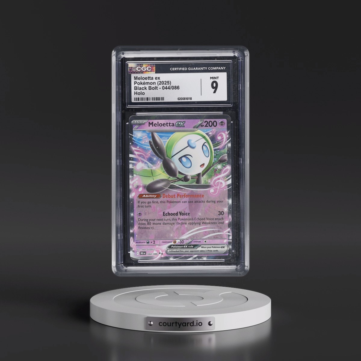 2025 Black Bolt - BLK EN #044/086 Meloetta ex - Holo (CGC 9 MINT)