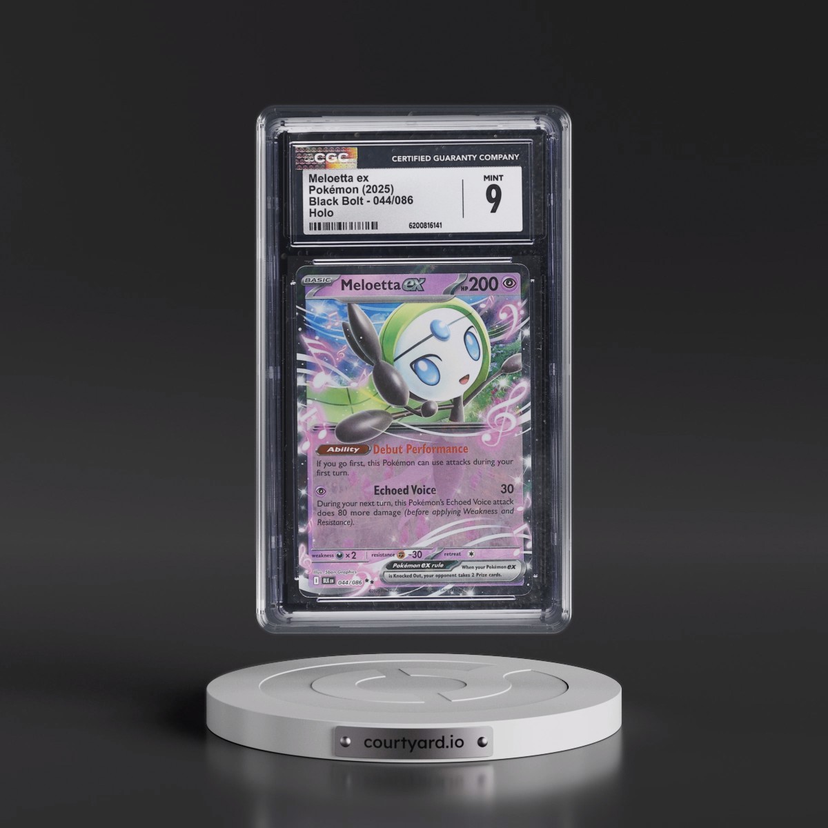 2025 Black Bolt - BLK EN #044/086 Meloetta ex - Holo (CGC 9 MINT)