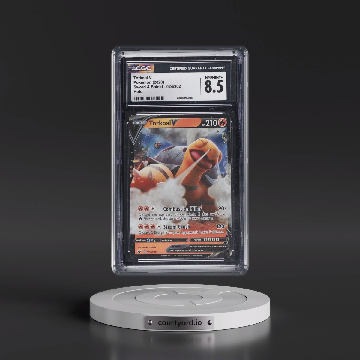 2020 Sword & Shield #024/202 Torkoal V - Holo (CGC 8.5 NM-MT+)