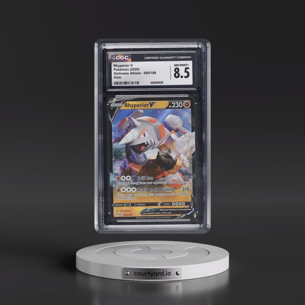 2020 Darkness Ablaze #095/189 Rhyperior V - Holo (CGC 8.5 NM-MT+)