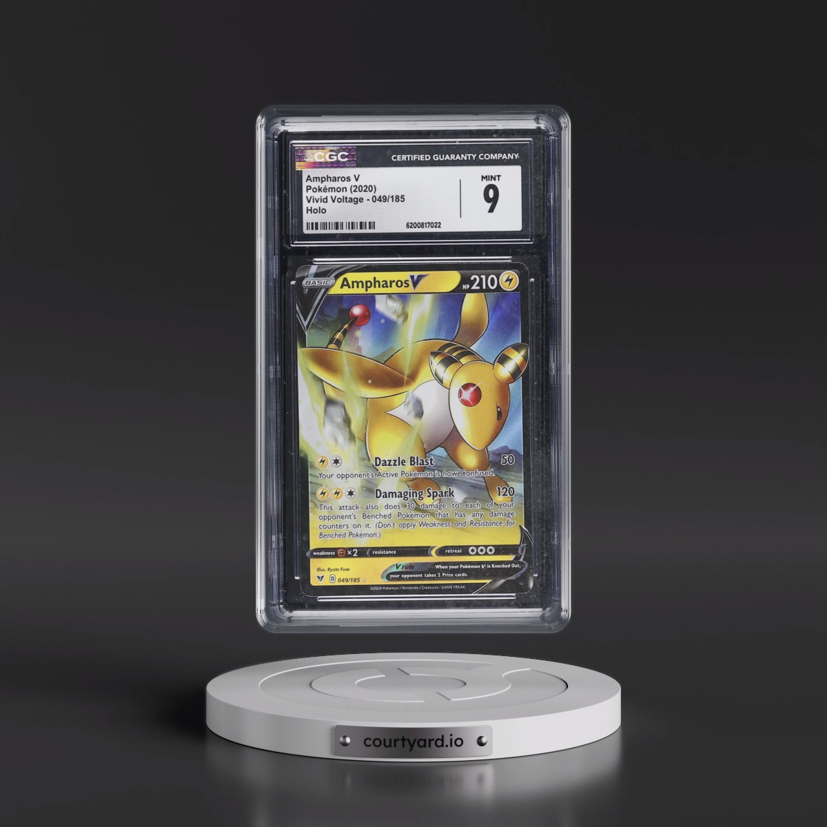 2020 Vivid Voltage Ampharos V - Holo #049/185 CGC 9