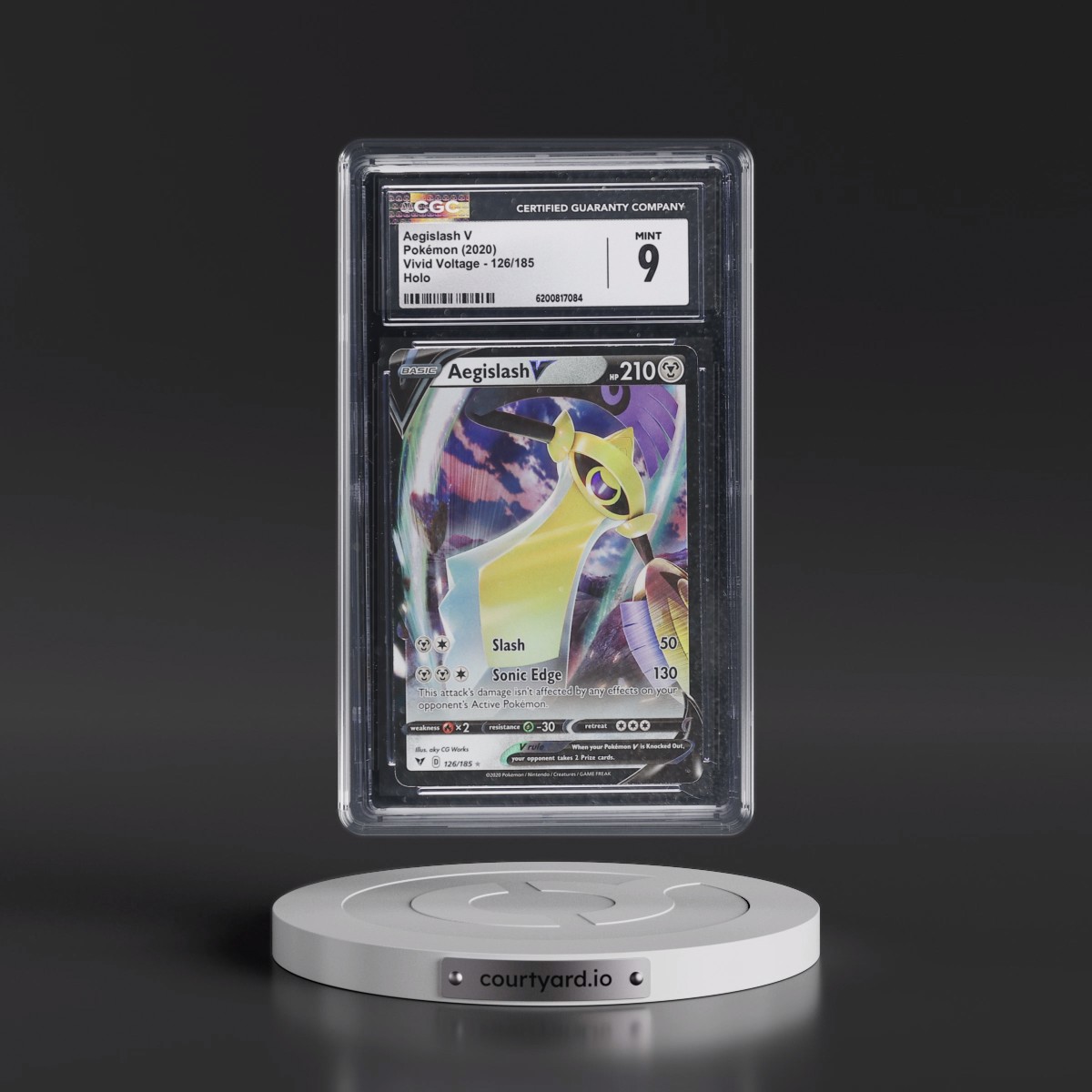 2020 Vivid Voltage Aegislash V - Holo #126/185 CGC 9