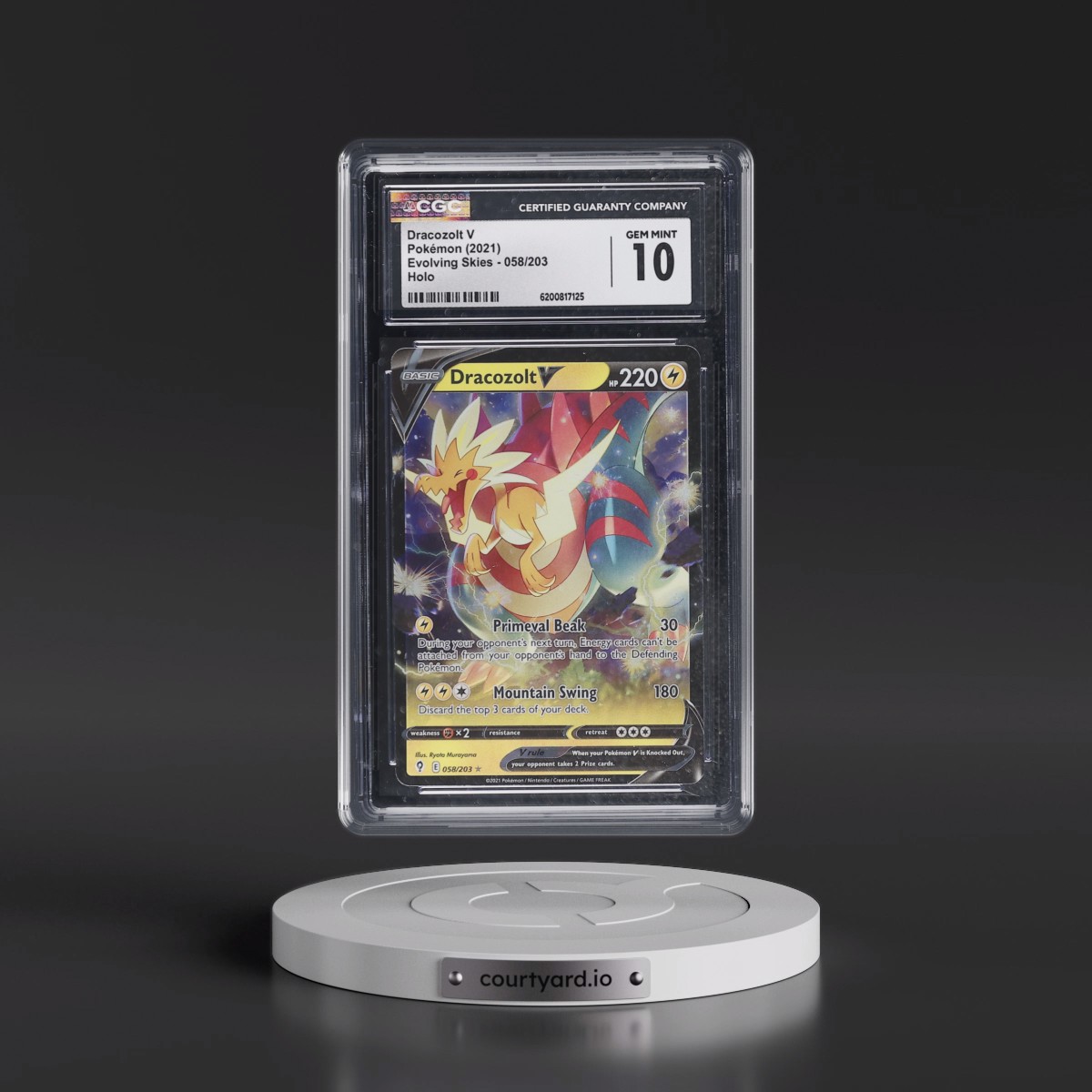 2021 Evolving Skies #058/203 Dracozolt V - Holo (CGC 10 GEM MINT)
