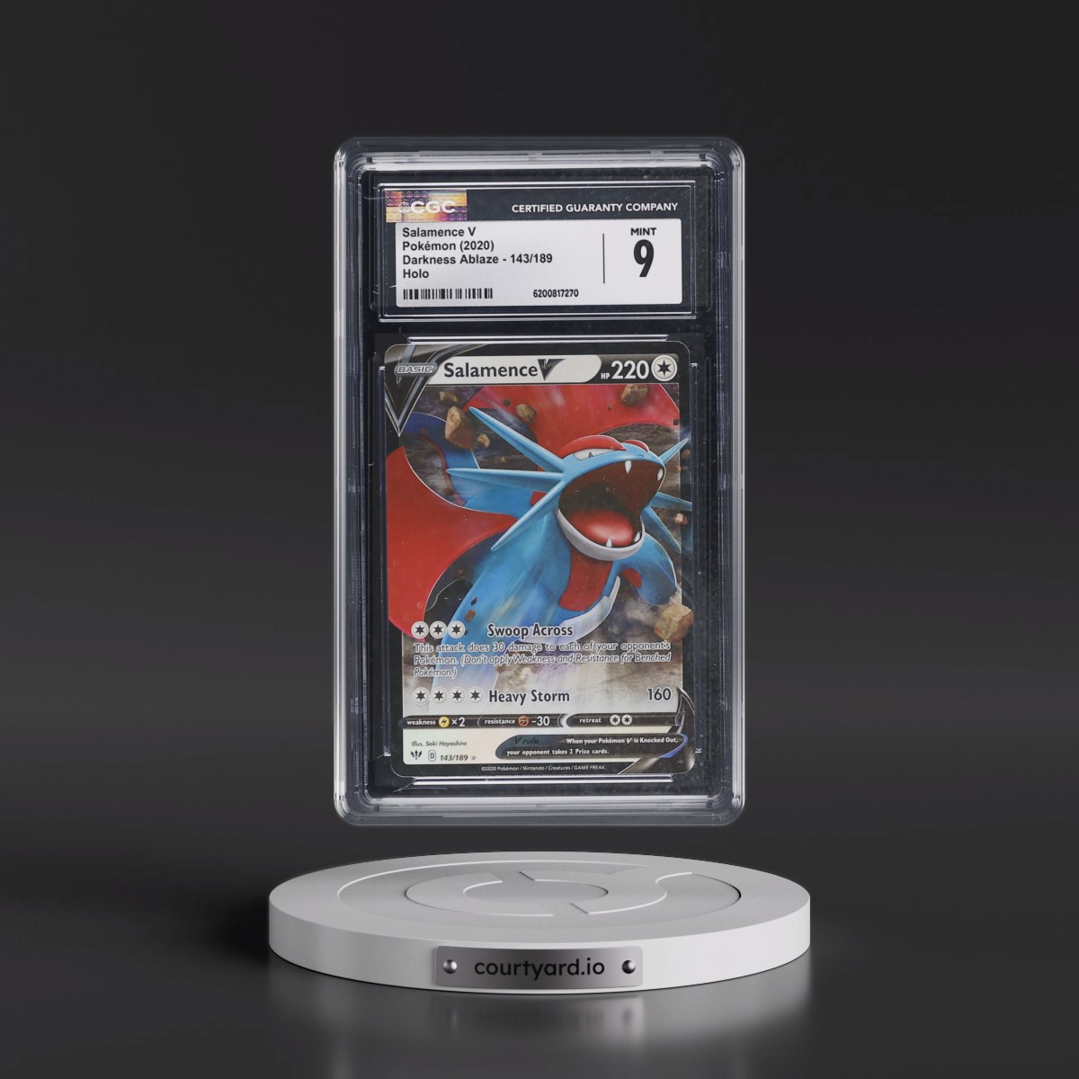 2020 Darkness Ablaze #143/189 Salamence V - Holo (CGC 9 MINT)