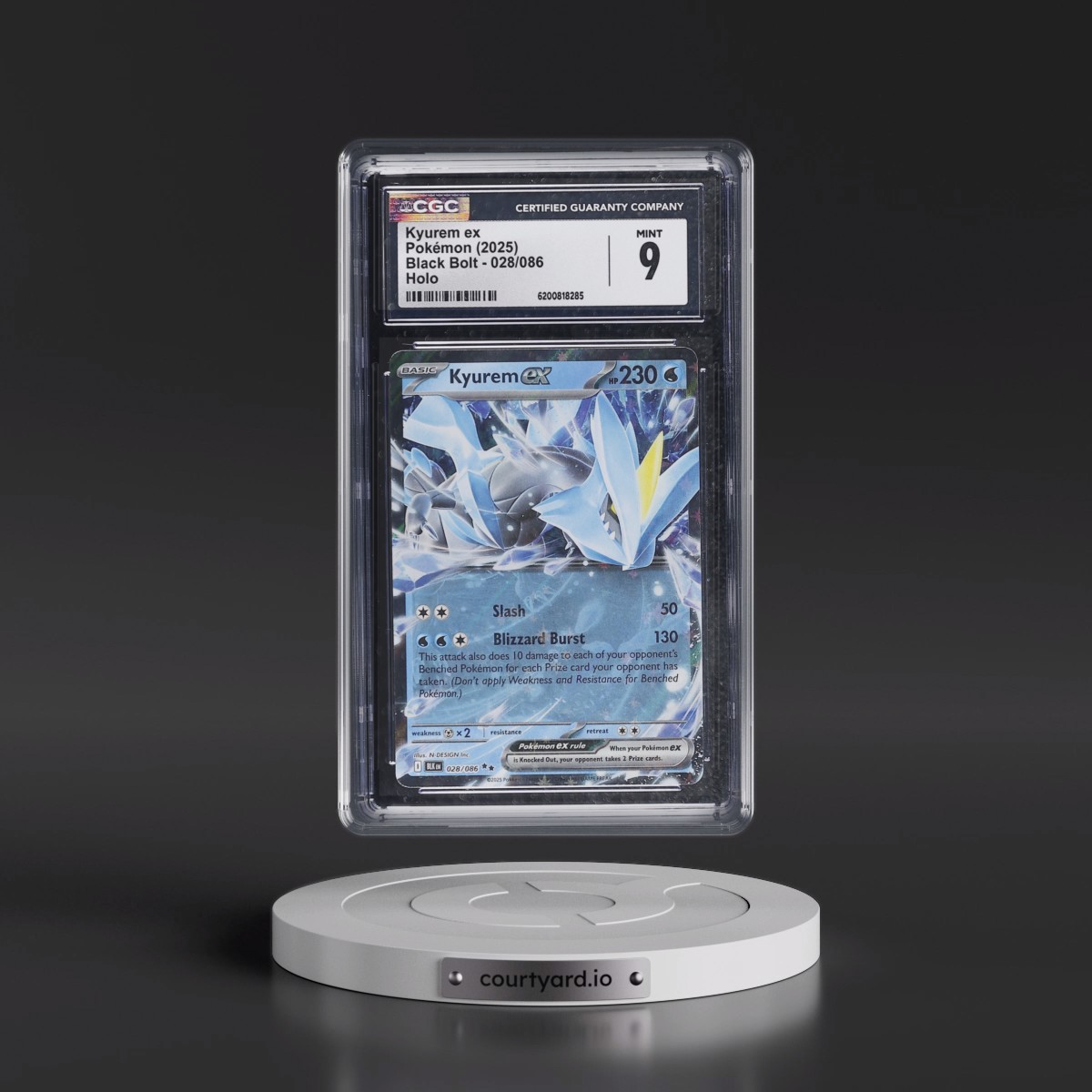 2025 Black Bolt - BLK EN Kyurem ex - Holo #028/086 CGC 9