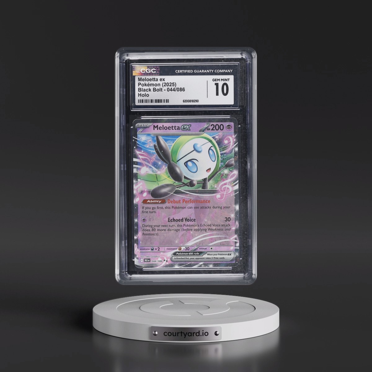 2025 Black Bolt - BLK EN Meloetta ex - Holo #044/086 CGC 10