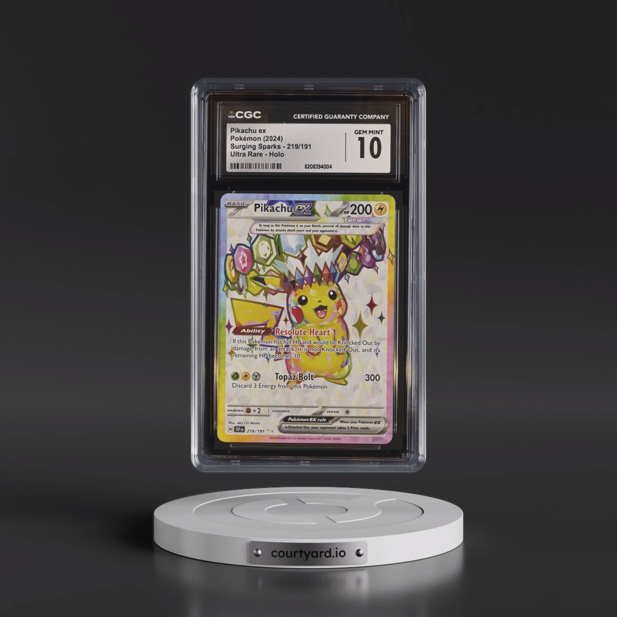 2024 Surging Sparks - SSP EN #219/191 Pikachu ex - Ultra Rare Holo (CGC 10 GEM MINT)