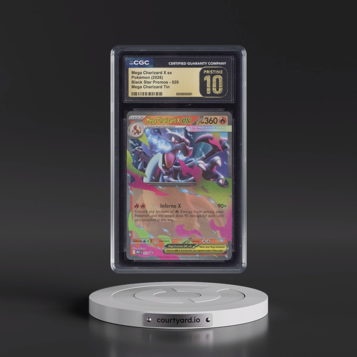 2025 Black Star Promos - Mega Evolution MEP EN #029 Mega Charizard X ex - Mega Charizard Tin (Holo) (CGC 10 PRISTINE)