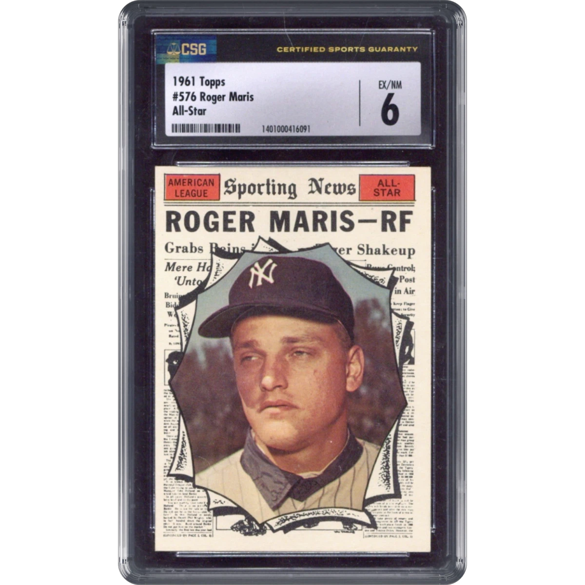 1961 Topps #576 Roger Maris - All-Star (CSG 6 EX-NM)
