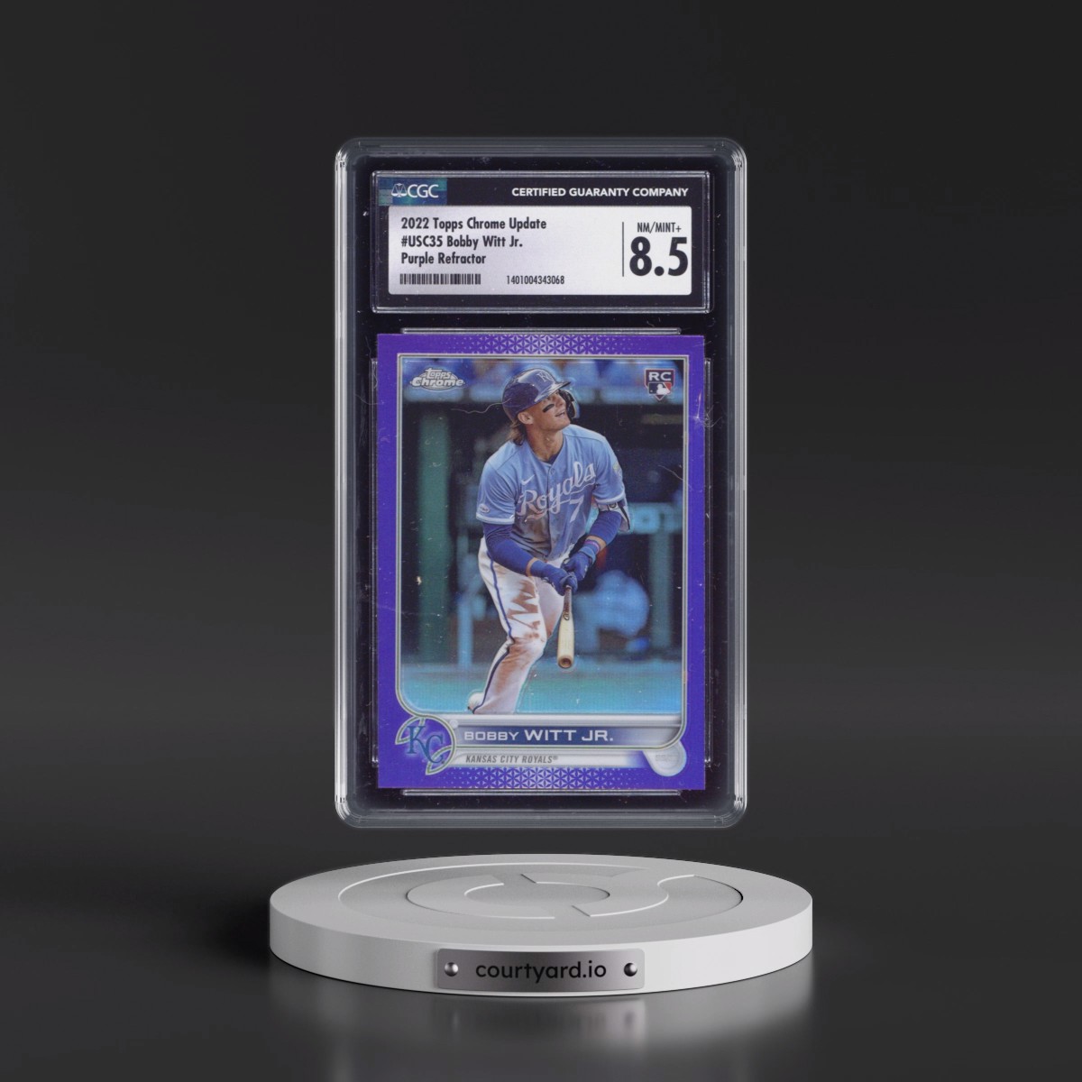 2022 Topps Chrome Update #USC35 Bobby Witt Jr. - Purple Refractor (CSG 8.5 NM-MT+)