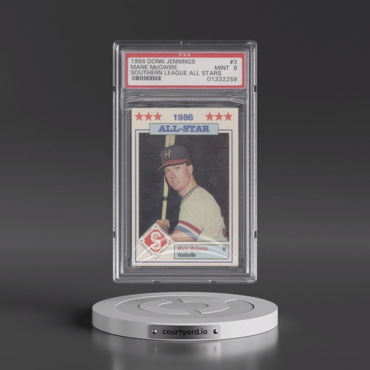 1986 Donn Jennings Southern League All-Stars #3 Mark McGwire (PSA 9 MINT)