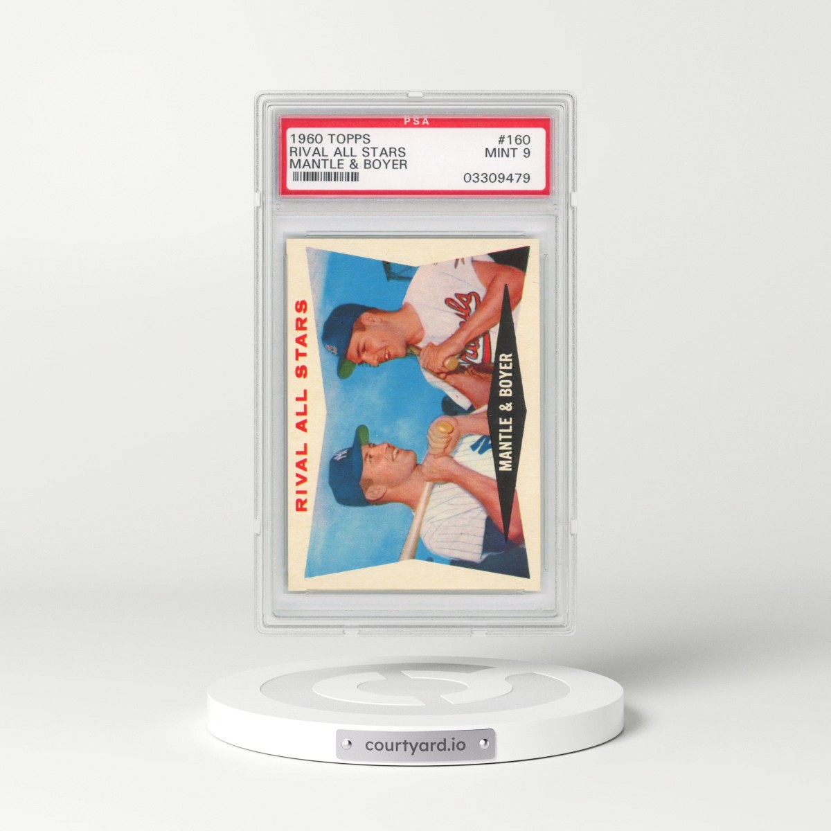 1960 Topps #160 Rival All Stars - Mantle & Boyer (PSA 9 MINT)