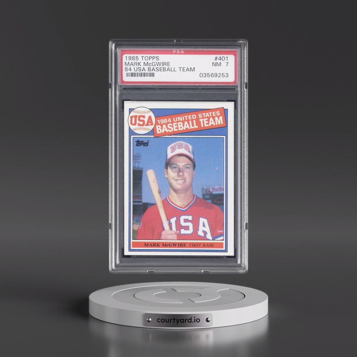 1985 Topps #401 Mark McGwire - 1984 USA Baseball Team (PSA 7 NM)