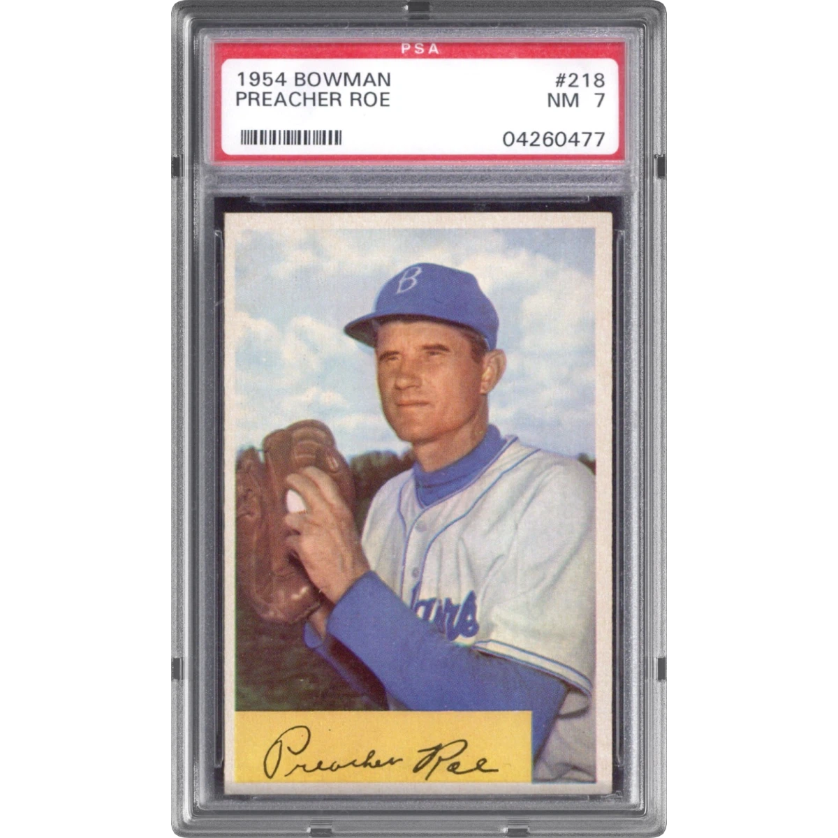 1954 Bowman #218 Preacher Roe (PSA 7 NM)