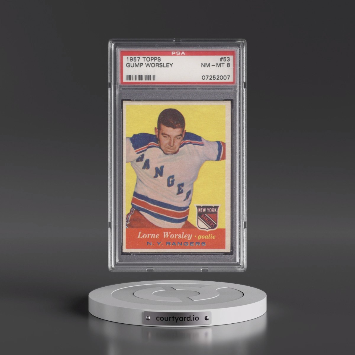 1957 Topps Gump Worsley #53 PSA 8