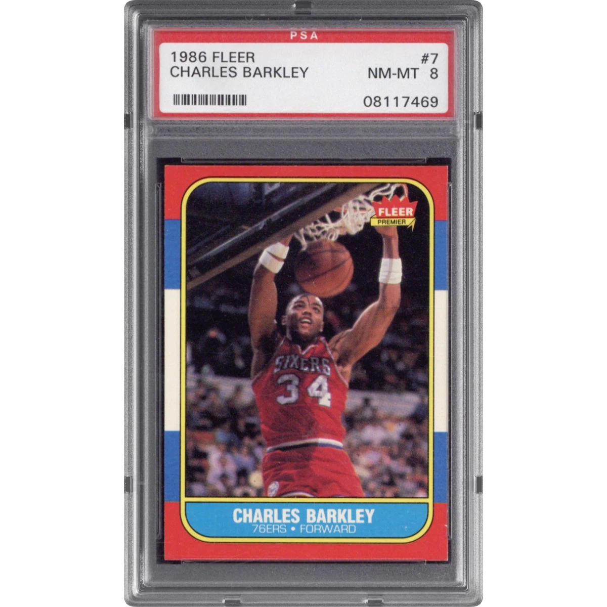 1986 Fleer #7 Charles Barkley (PSA 8 NM-MT)
