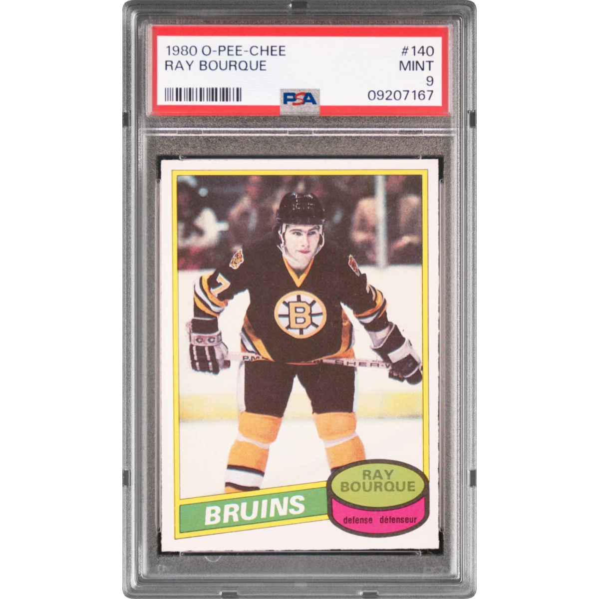 1980 O-Pee-Chee #140 Ray Bourque, PSA 9