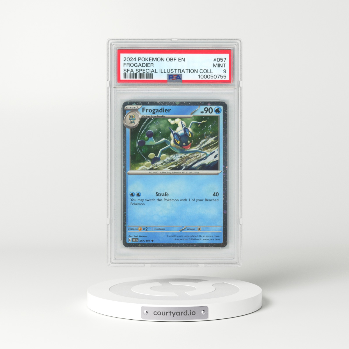 2024 Pokémon Obf EN-Obsidian Flames #057 Frogadier - Shrouded Fable Special Illustration Collection (PSA 9 MINT)