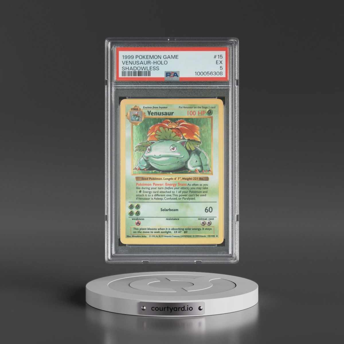 1999 Pokémon Game #15 Venusaur - Holo Shadowless (PSA 5 EX)
