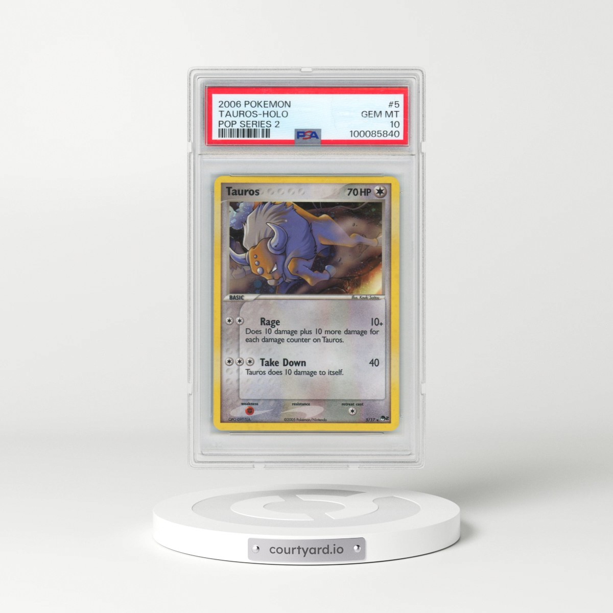2006 Pokémon Pop Series 2 #5 Tauros - Holo (PSA 10 GEM MINT)