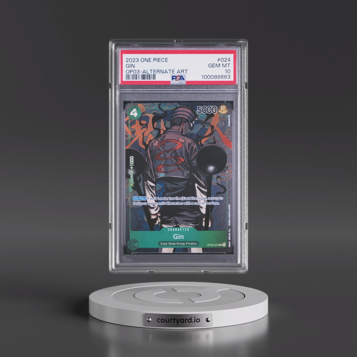 2023 One Piece OP03-Pillars of Strength #024 Gin - Alternate Art (PSA 10 GEM MINT)