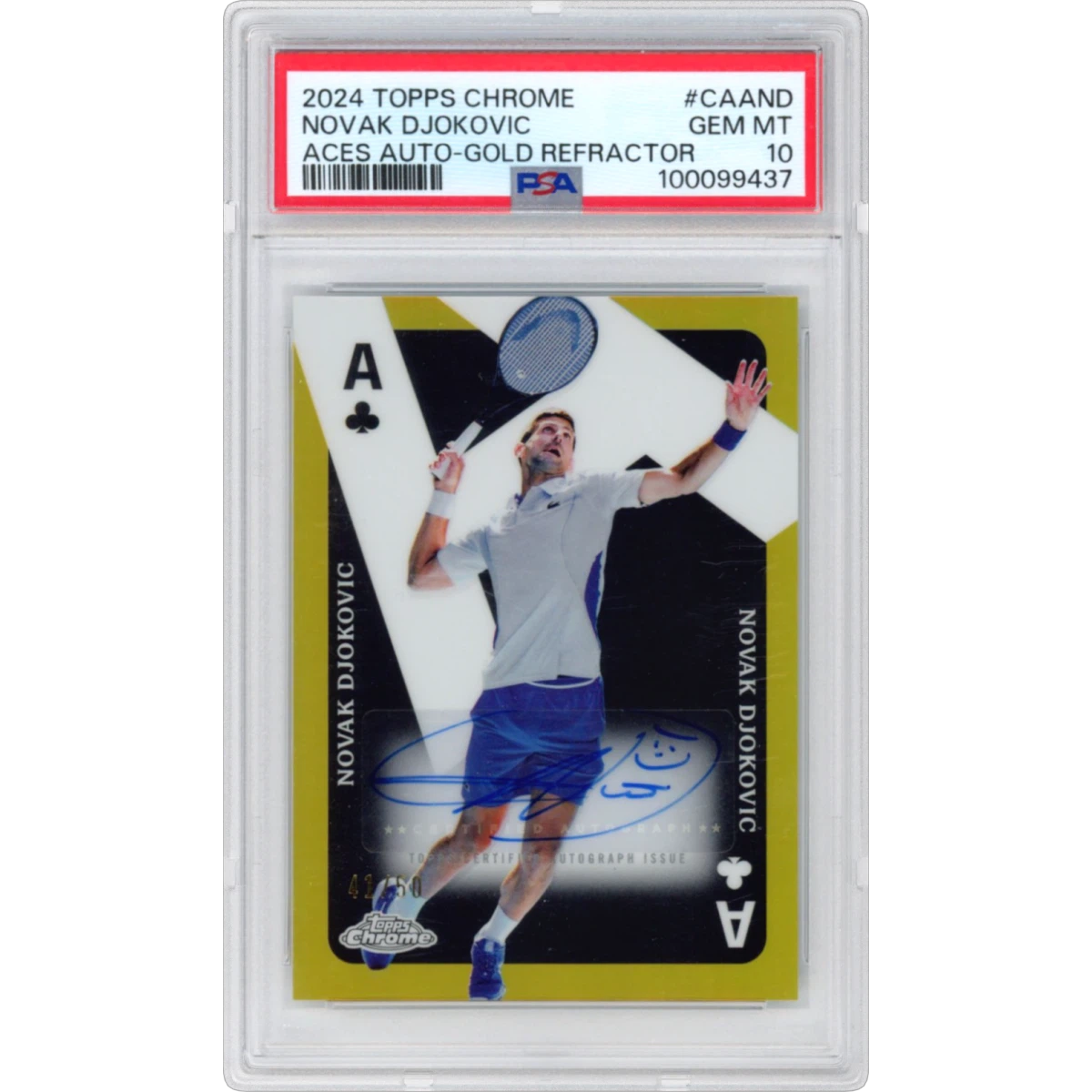 2024 Topps Chrome Tennis Aces Autographs #CAAND Novak Djokovic - Gold Refractor (PSA 10 GEM MINT)