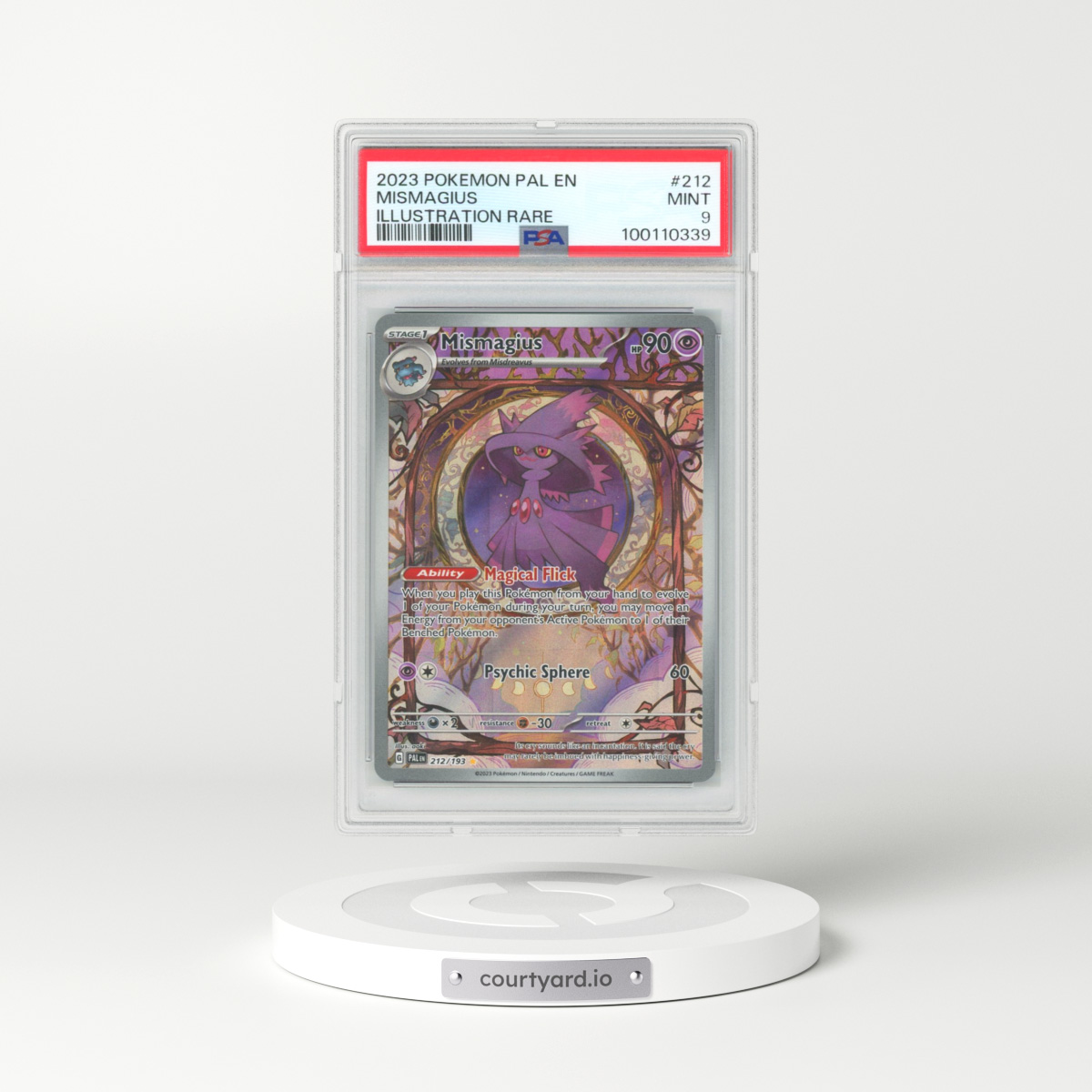 2023 Pokémon Pal EN-Paldea Evolved #212 Mismagius - Illustration Rare (PSA 9 MINT)
