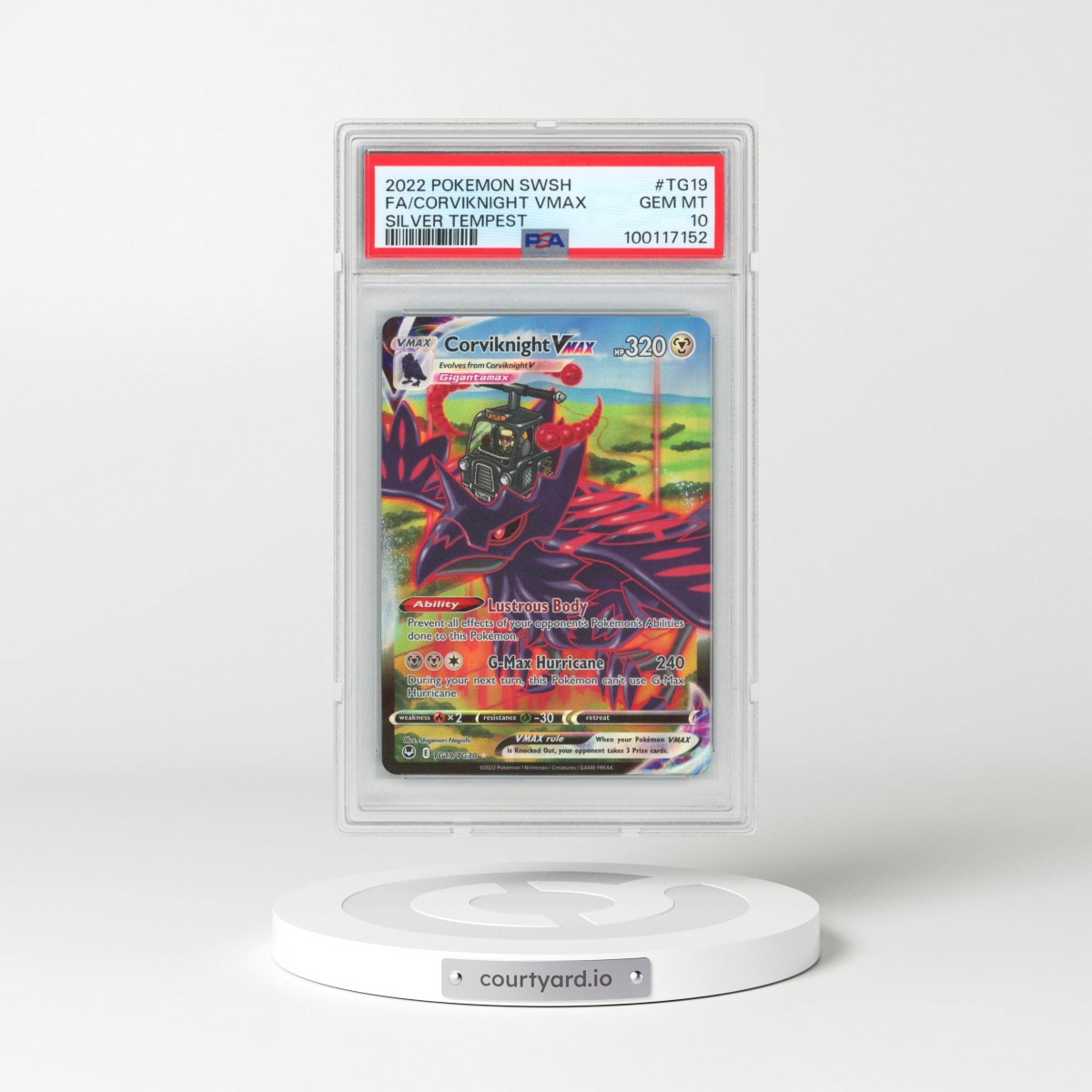 2022 Pokémon Sword & Shield Silver Tempest #TG19 Corviknight Vmax - Full Art (PSA 10 GEM MINT)