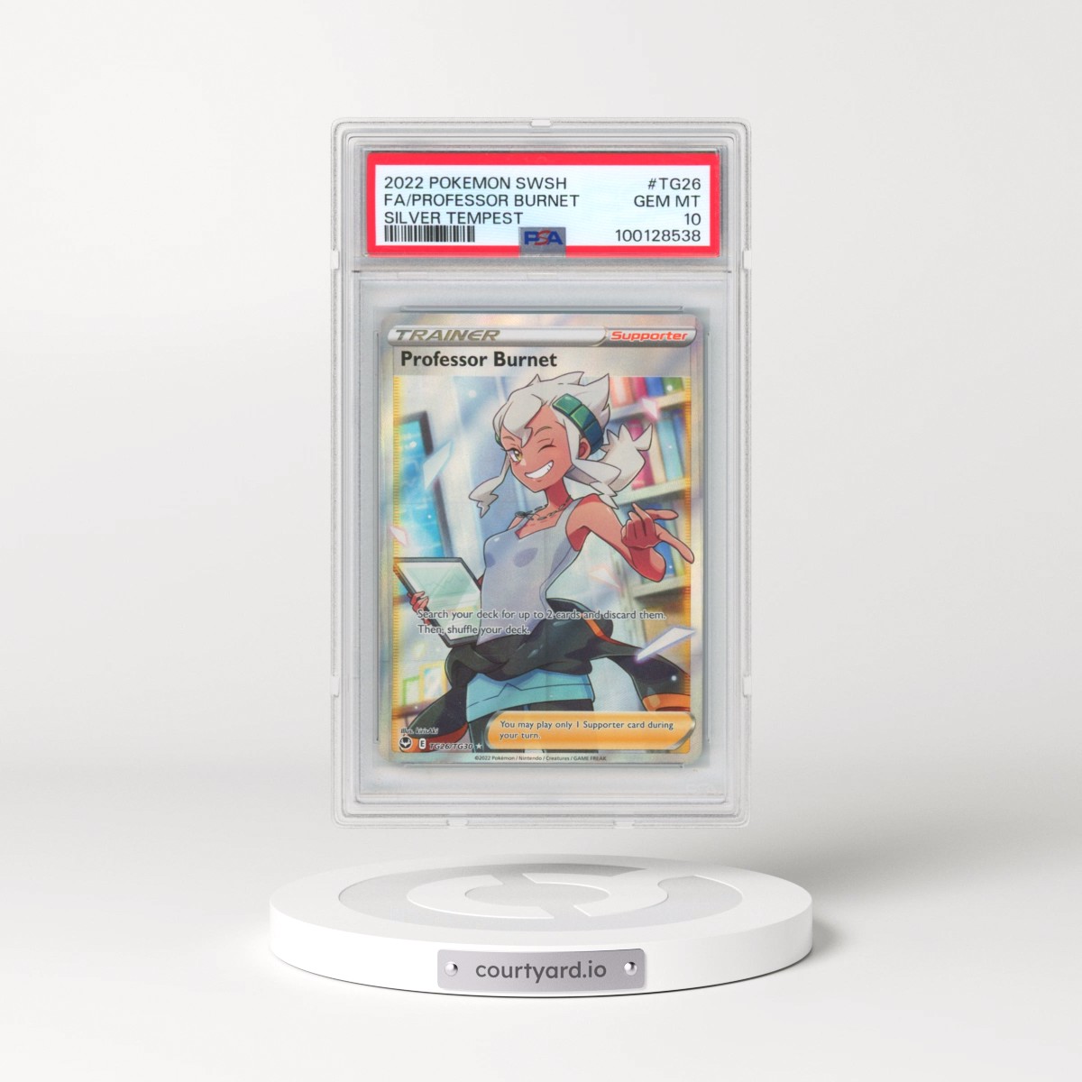 2022 Pokémon Sword & Shield Silver Tempest #TG26 Professor Burnet - Full Art (PSA 10 GEM MINT)