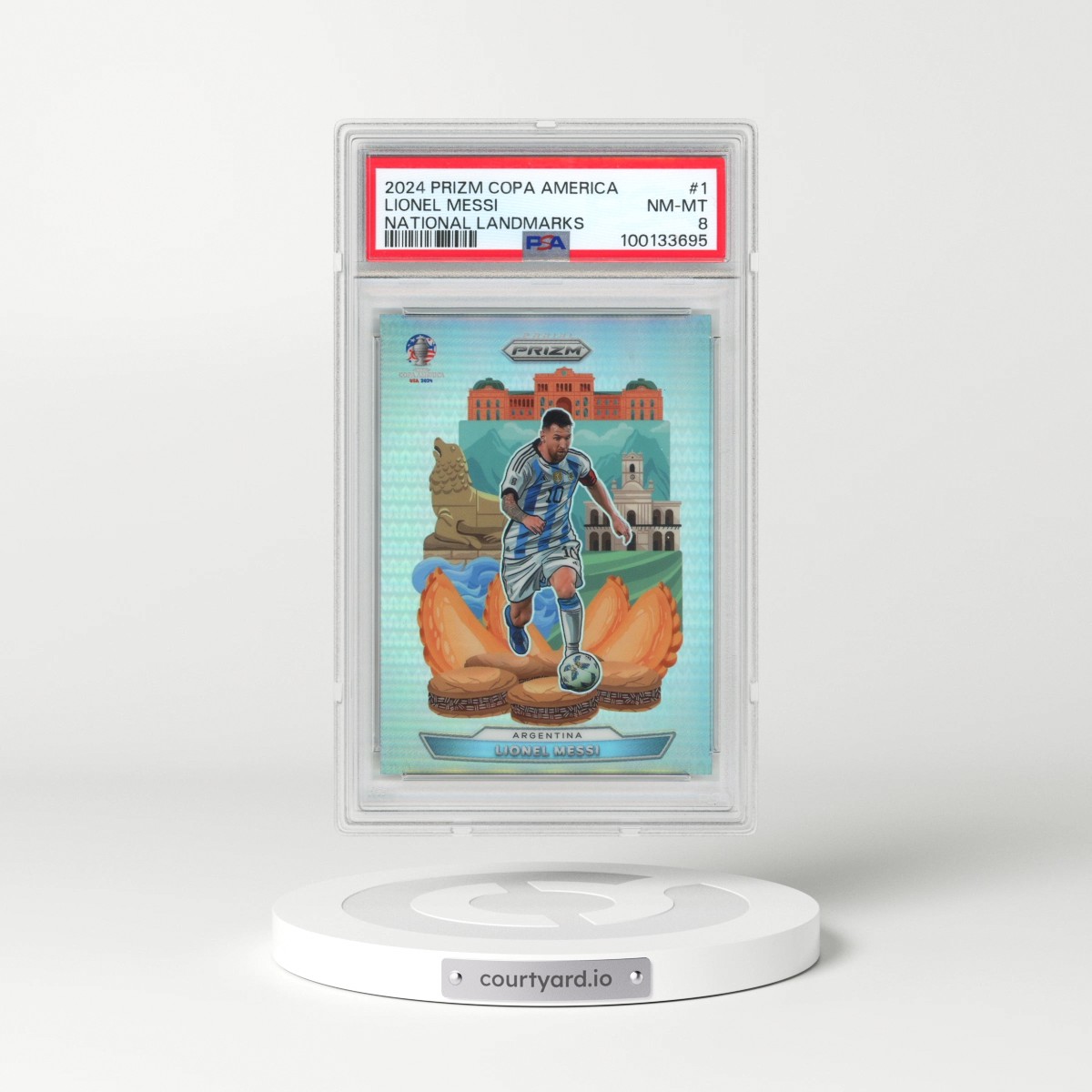 2024 Panini Prizm Conmebol Copa America National Landmarks #1 Lionel Messi (PSA 8 NM-MT)