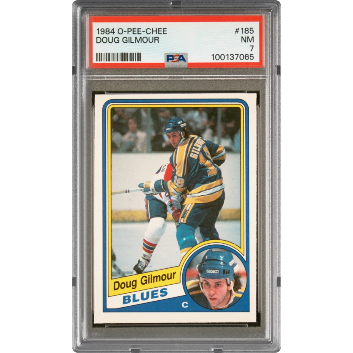 1984 O-Pee-Chee #185 Doug Gilmour (PSA 7 NM)