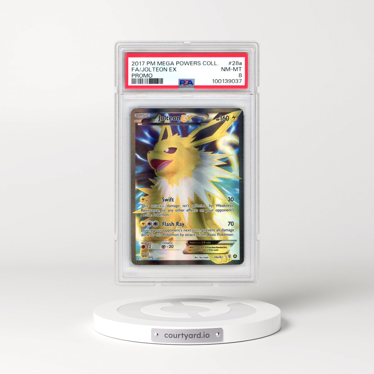2017 Pokémon Mega Powers Collection Promo #28a Jolteon EX - Holo Full Art (PSA 8 NM-MT)