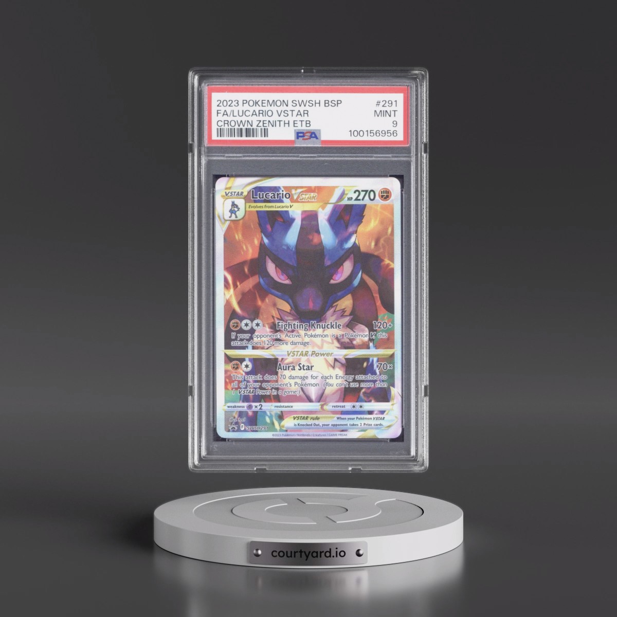2023 Pokémon Swsh Black Star Promo #291 Lucario Vstar - Full Art Crown Zenith Elite Trainer Box (PSA 9 MINT)