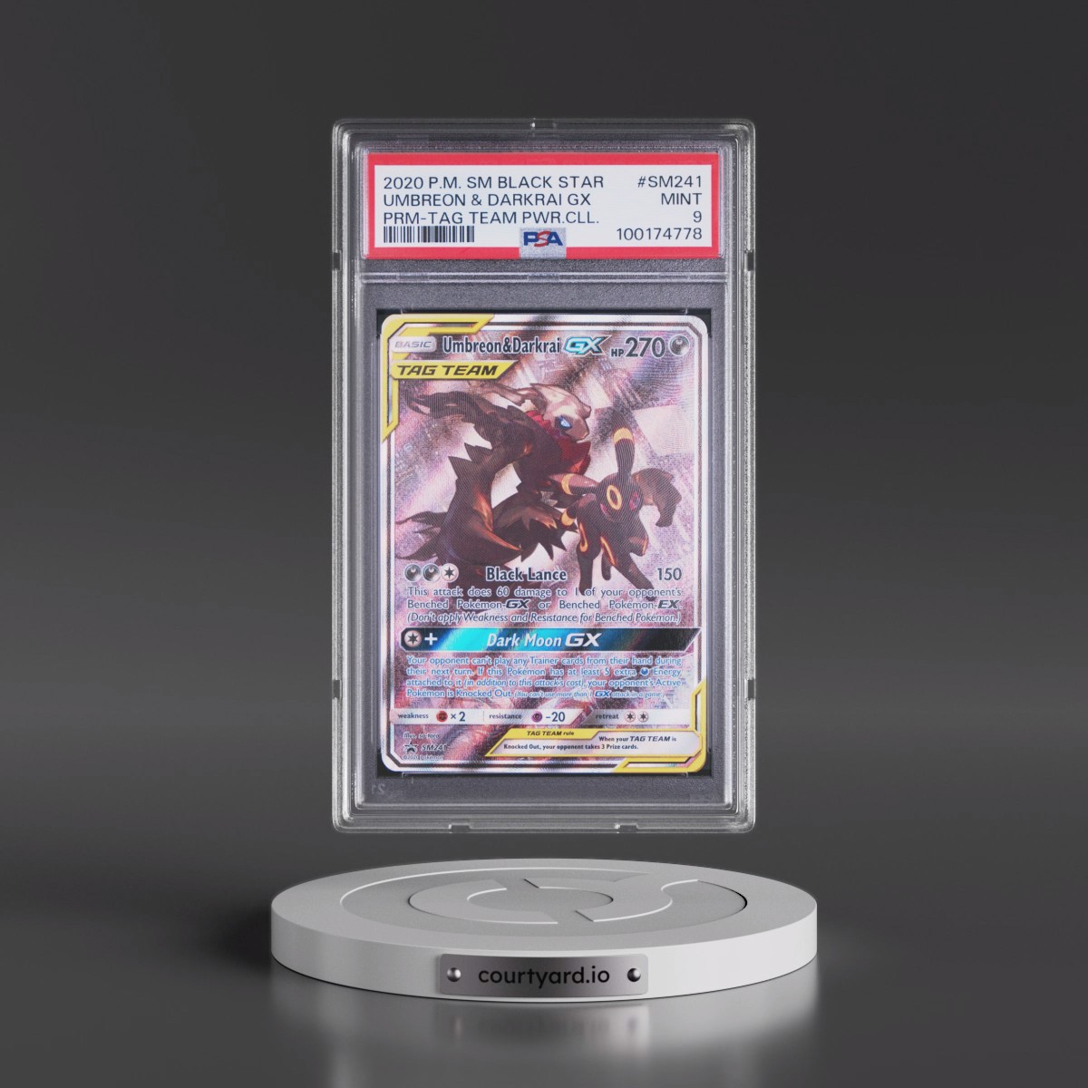 2020 Pokémon SM Black Star Promo #SM241 Umbreon & Darkrai GX - Holo Tag Team Powers Collection (PSA 9 MINT)