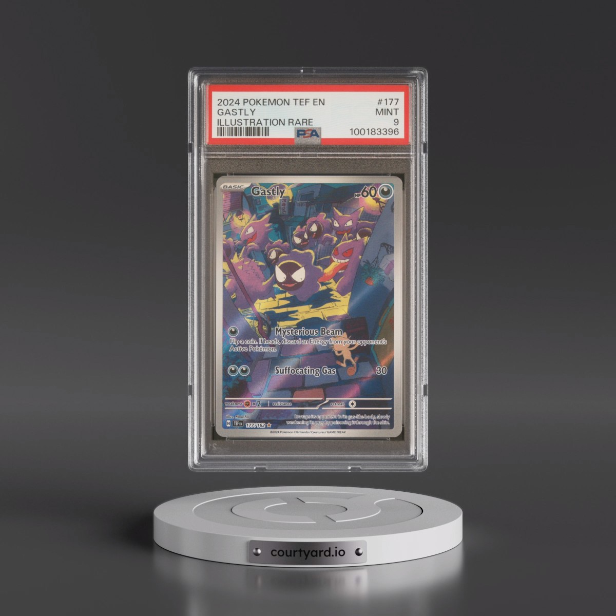 2024 Pokémon Tef EN-Temporal Forces #177 Gastly - Illustration Rare (PSA 9 MINT)