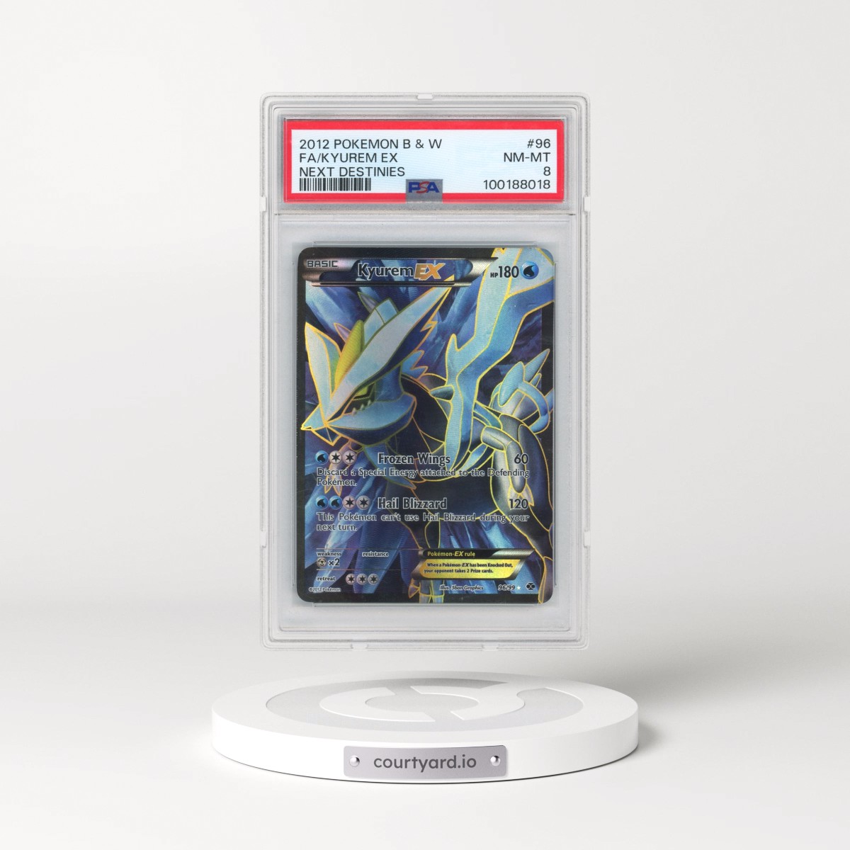 2012 Pokémon Black & White Next Destinies #96 Kyurem EX - Holo Full Art (PSA 8 NM-MT)