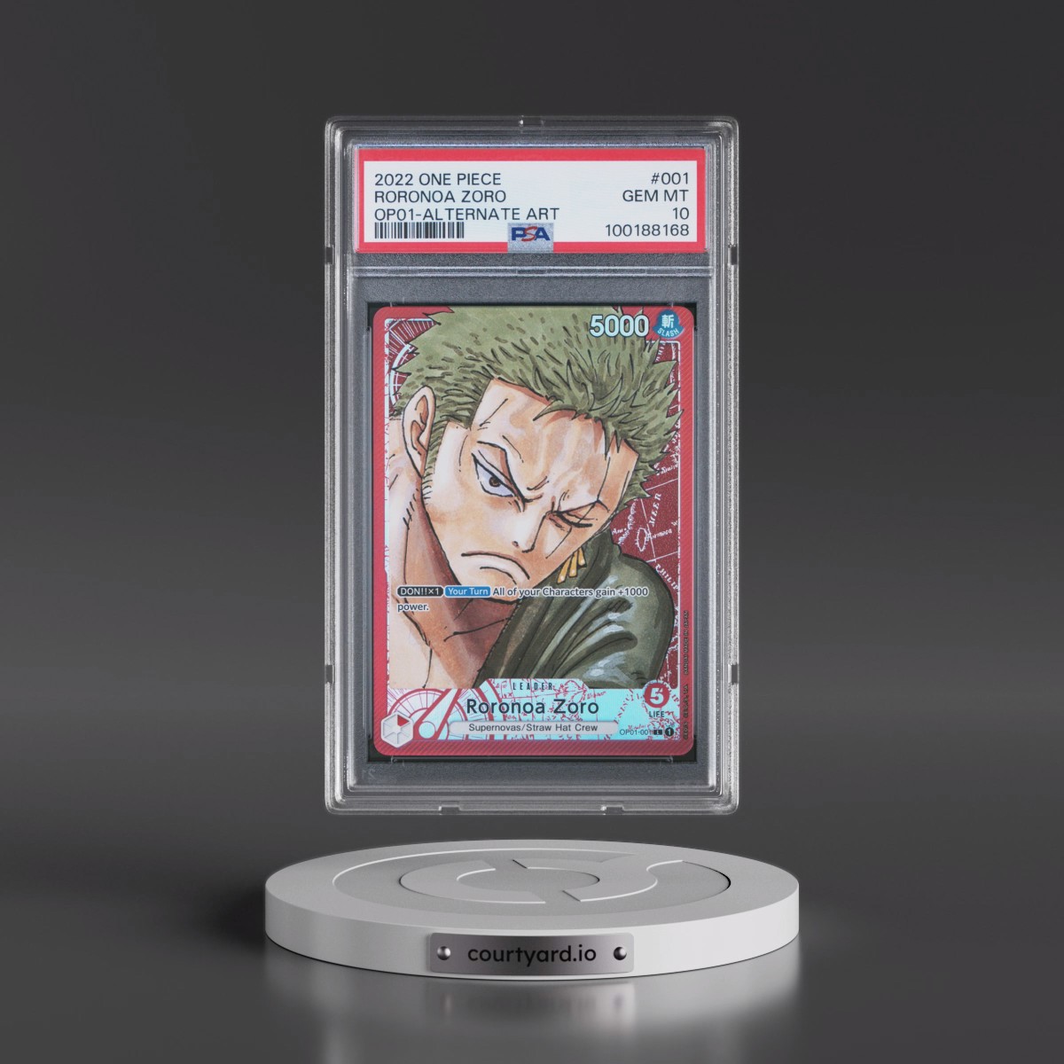 2022 One Piece OP01-Romance Dawn #001 Roronoa Zoro - Alternate Art (PSA 10 GEM MINT)